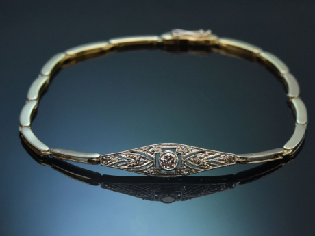 Um 1915! H&uuml;bsches Art Deco Armband mit Diamanten aus Gold 585 und Platin