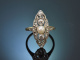 Um 1915! Sch&ouml;ner Art Deco Ring mit Diamanten und Perle aus Gold 585 und Platin