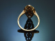 Um 1915! Sch&ouml;ner Art Deco Ring mit Diamanten und Perle aus Gold 585 und Platin