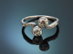Berlin around 1910! Toi et Moi ring with old-european-cut diamonds in platinum
