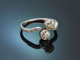 Berlin around 1910! Toi et Moi ring with old-european-cut diamonds in platinum