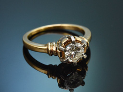 Um 1950! Vintage Solit&auml;r Ring mit feinem 0,7 ct...