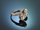 Munich around 1910! Art Nouveau ring with old european cut diamonds in platinum and rose gold 585