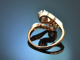 Munich around 1910! Art Nouveau ring with old european cut diamonds in platinum and rose gold 585