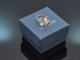 Munich around 1910! Art Nouveau ring with old european cut diamonds in platinum and rose gold 585