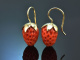 From our studio! Large strawberry coral earrings in 585 gold