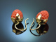 From our studio! Large strawberry coral earrings in 585 gold
