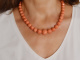 Munich around 1990! Large elegant Momo coral necklace with 750 gold clasp