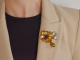 Tegernsee um 1980! Gro&szlig;e Bl&uuml;ten Brosche mit Amethyst von Bertele aus vergoldetem Silber