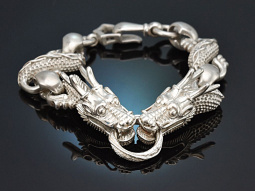 Um 1980! Schweres Vintage Statement Drachen Armband aus...