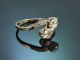 Austria around 1920! Toi et moi ring with 0.6 ct diamond roses in 585 white gold