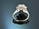Hamburg around 1970! Classic vintage sapphire diamond ring in 750 white gold