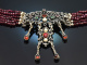 Chiemsee around 1965! Beautiful 7-row garnet necklace in silver