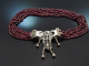 Chiemsee around 1965! Beautiful 7-row garnet necklace in silver