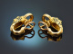 Frankreich um 1965! Seltene Leoparden Ohrringe Emaille Diamanten und Rubine Gold 750