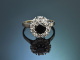 Around 1980! Beautiful sapphire diamond engagement ring in 750 white gold