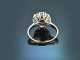 Around 1980! Beautiful sapphire diamond engagement ring in 750 white gold