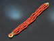 Um 1930! Sch&ouml;nes 4reihiges Sardegna Korallen Armband mit vergoldetem Silber