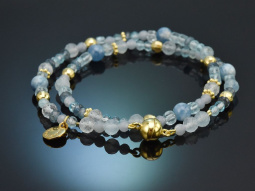 Soft Blue! Zweireihiges Fancy Armband mit Aquamarin...