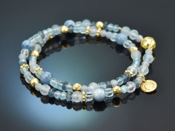 Soft Blue! Zweireihiges Fancy Armband mit Aquamarin...