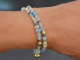 Soft Blue! Zweireihiges Fancy Armband mit Aquamarin Blautopas Saphir und Angelit Silber 925 vergoldet