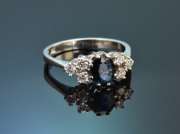 Um 1975! Sch&ouml;ner Saphir Ring mit Brillanten aus...