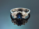 Um 1975! Sch&ouml;ner Saphir Ring mit Brillanten aus Wei&szlig;gold 585