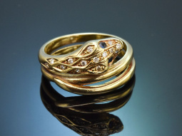 Um 1980! Sch&ouml;ner Schlangen Ring mit Saphiren und...