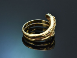 Um 1980! Sch&ouml;ner Schlangen Ring mit Saphiren und...