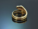 Um 1980! Sch&ouml;ner Schlangen Ring mit Saphiren und Diamanten Gold 585
