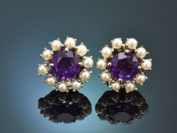 England um 1950! Klassische Ohrringe mit Amethysten und...