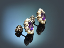 England um 1950! Klassische Ohrringe mit Amethysten und...