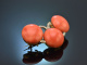 Vienna around 1900! Rare coral brooch from aristocratic property with diamonds, gold 585