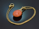 Vienna around 1900! Rare coral pendant from aristocratic property with diamonds, gold 585