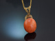 Vienna around 1900! Rare coral pendant from aristocratic property with diamonds, gold 585