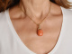 Vienna around 1900! Rare coral pendant from aristocratic property with diamonds, gold 585