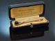 Lausanne um 1910! Feine Brosche mit Saphir und Diamanten aus Platin und Gold 585