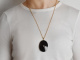 Munich around 1890! Large pendant made of onyx with old-european-cut diamond gold 585