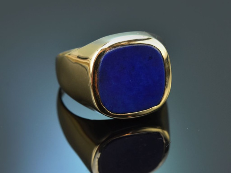 M&uuml;nchen um 1975! Klassischer Herren Wappen Siegel Ring mit Lapislazuli aus Gold 333