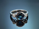 Sch&ouml;ner Ring mit feinem blauen Turmalin und Diamanten aus Wei&szlig;gold 585
