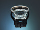 Fine Blue! Schlichter Aquamarin Diamant Ring aus Wei&szlig;gold 585