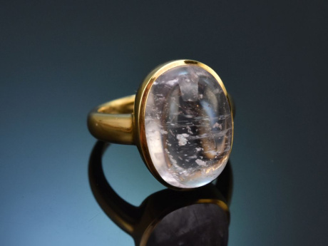 Fine Rose! Schwerer Design Ring mit feinem Kunzit aus Gold 750