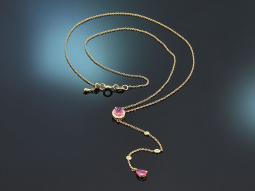 Feines Y-Collier mit Rubinen und Diamanten aus Gelbgold 750