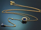 Delicate Y-necklace with sapphires and diamonds in 750 yellow gold