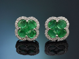 Sch&ouml;ne Smaragd Ohrringe mit Diamanten aus...
