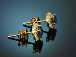 Klassische Saphir Ohrringe mit Diamanten aus Gold 750
