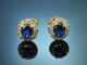 Klassische Saphir Ohrringe mit Diamanten aus Gold 750
