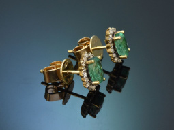 Klassische Smaragd Ohrringe mit Diamanten aus Gold 750