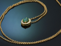 Feines Smaragd Collier mit Diamanten aus Gold 750