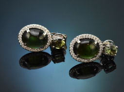 Edle gr&uuml;ne Turmalin Ohrringe mit Brillanten aus...